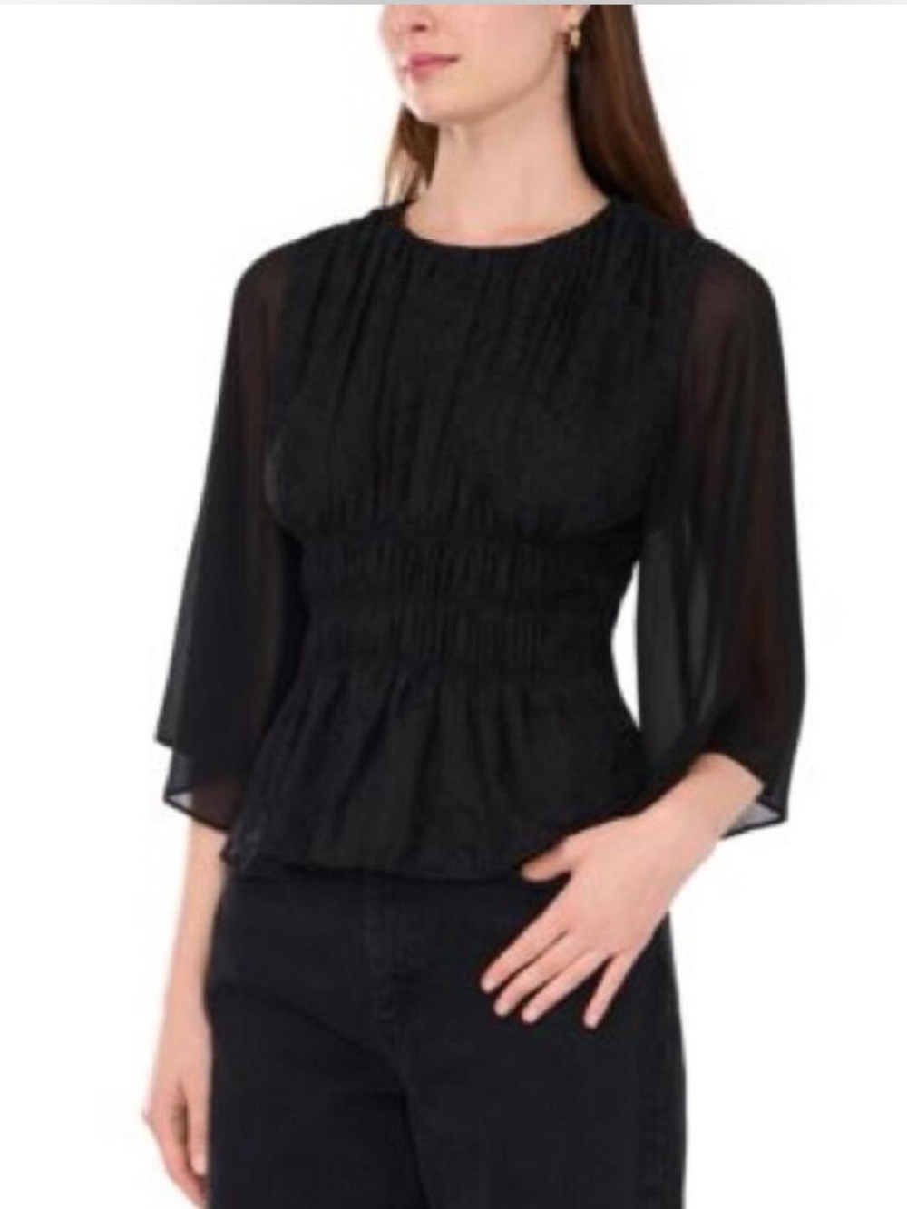 Parker Elodie Smocked Waist Blouse Medium